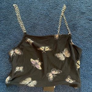 Butterfly Cropped Top with Chainlink Straps